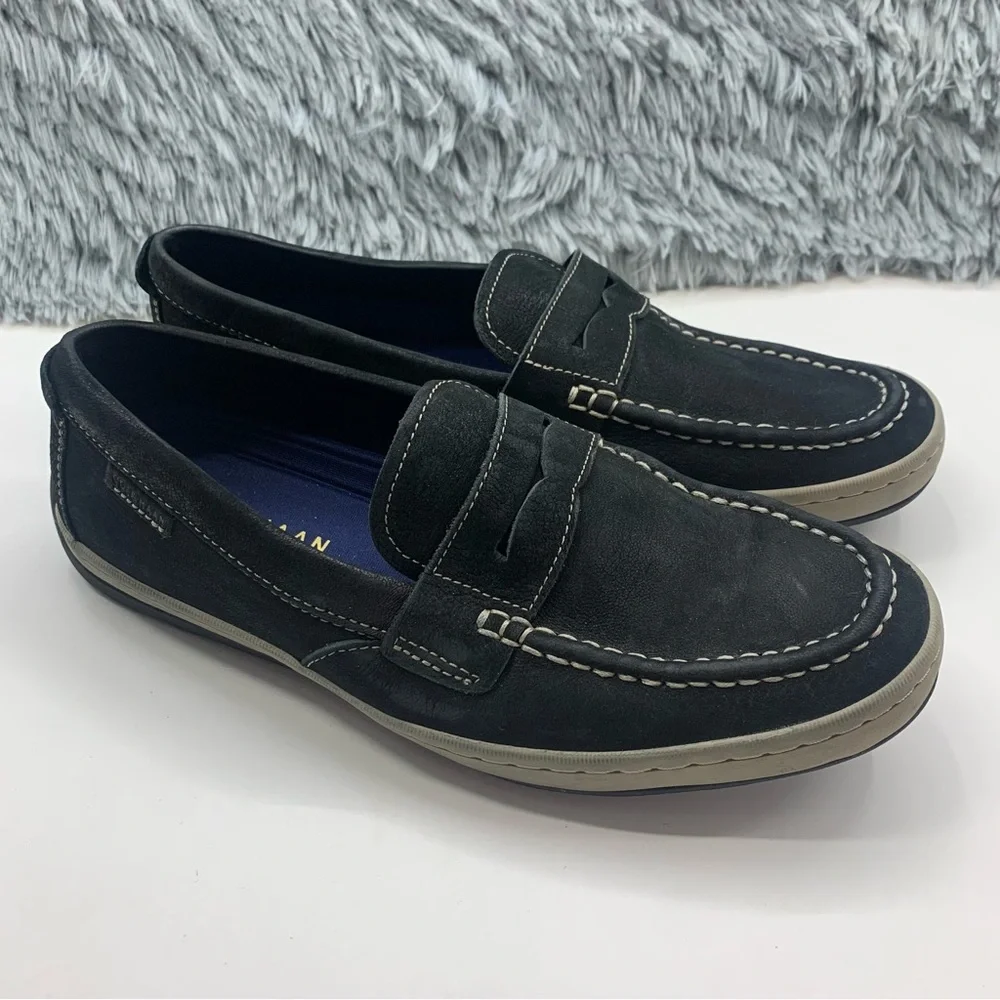Cole Haan Loafers Shoes Mens Size 9 C30989 Claude Black Leather Driving Penny